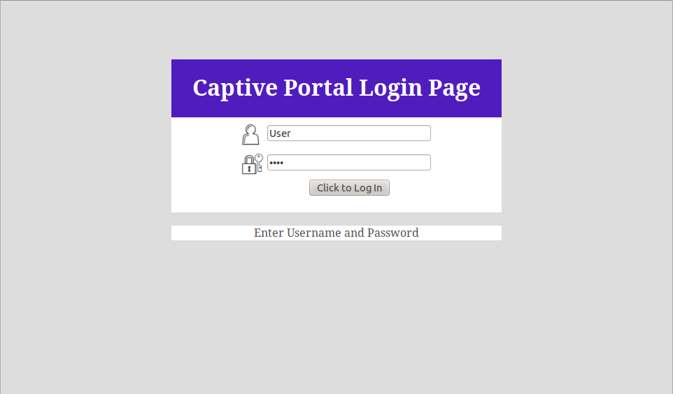 Captive Portal Page